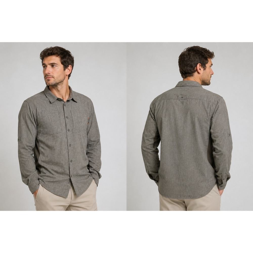 Merrell Opti-Wick UPF 30+ Hiking Shirt‎ Men's Large Gray Vented Long Sleeve